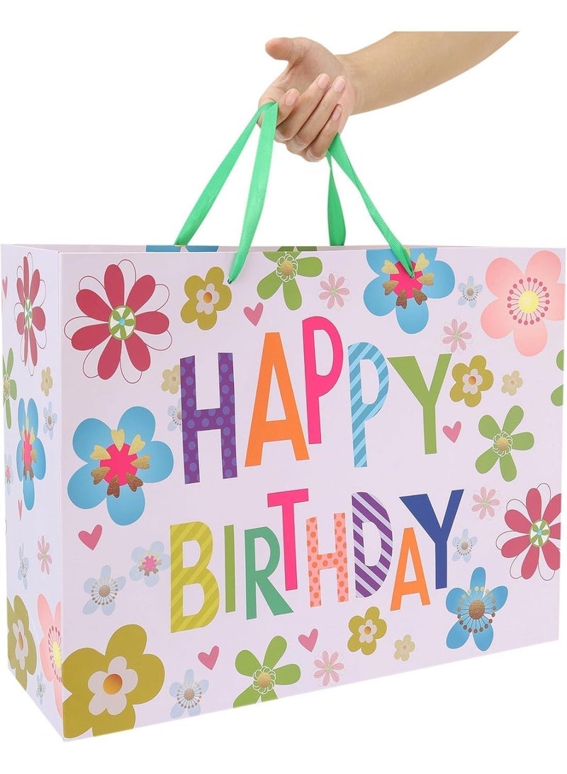 CUNUUDOOL Extra Large Colorful Happy Birthday Gift Bag Set with Handles, Greeting Card, Tissue Papers and Stickers for Kids, Women, Girls, Baby Shower, Newborn, New Moms or Parents, 1Pcs 33*12*26cm - Image 3